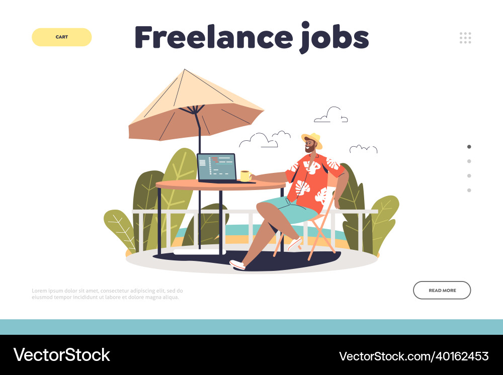 Freelance Jobs Konzept der Landing Page mit Arbeiter Freelance Jobs Konzept der Landing Page mit Arbeiter vektorbild