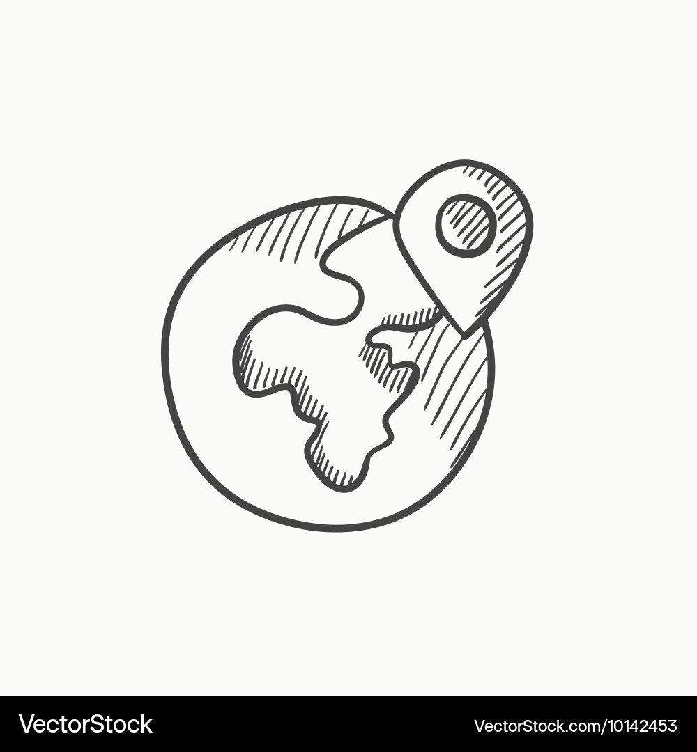Globe with pointer sketch icon vector image