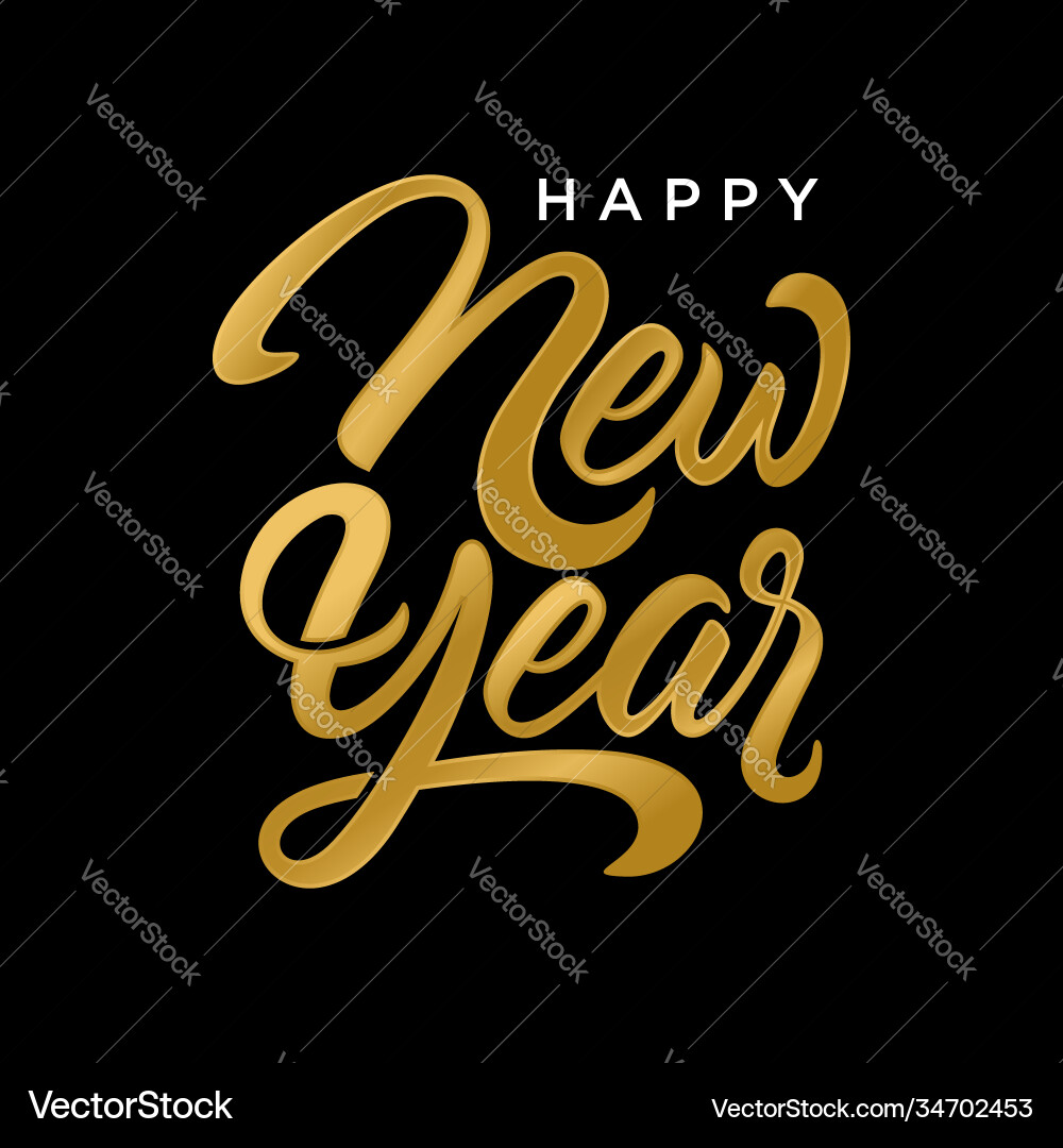 Happy new year script text design Happy new year script text design vector image