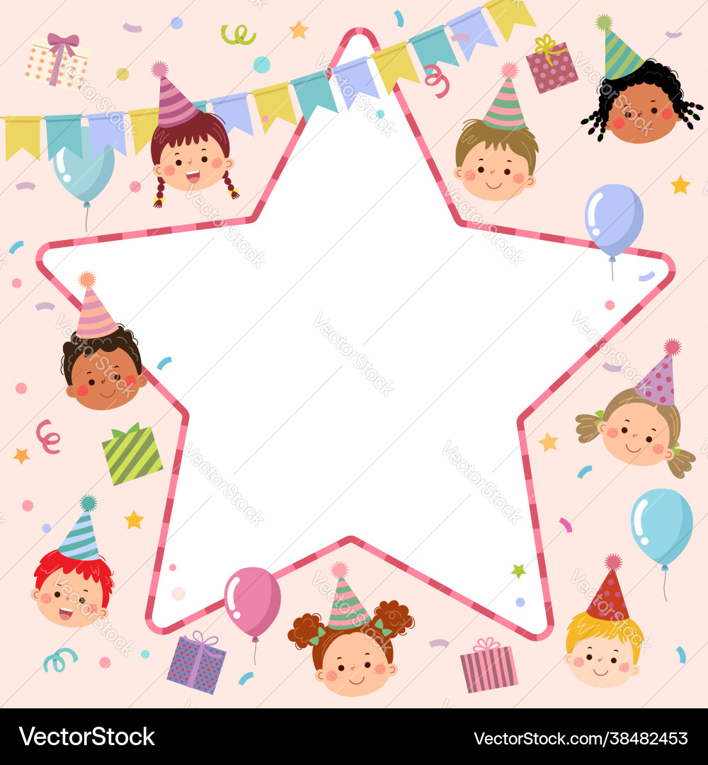 Invitation or birthday party with cute kids Invitation or birthday party with cute kids Vector Image