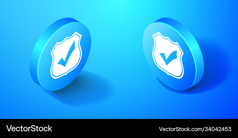 Isometric shield with check mark icon isolated vector image