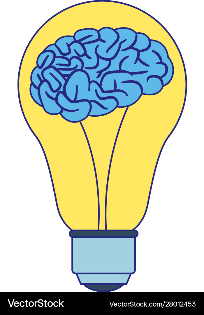 Light bulb with brain icon flat design Vector Image