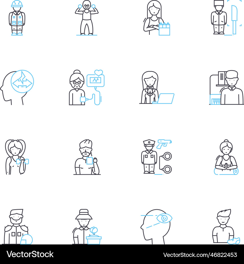 Neurology linear icons set synapse Neurology linear icons set synapse vector image