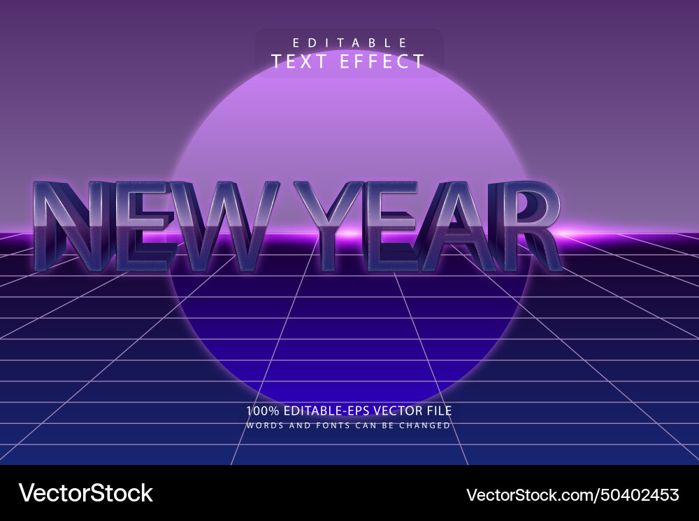 New year editable text effect 3 dimension emboss Vector Image