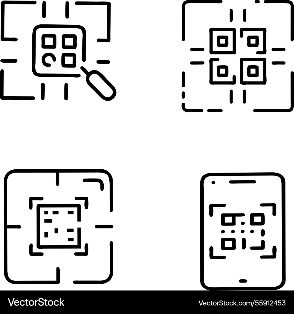 Qr code scan icon set Qr code scan icon set Vector Image