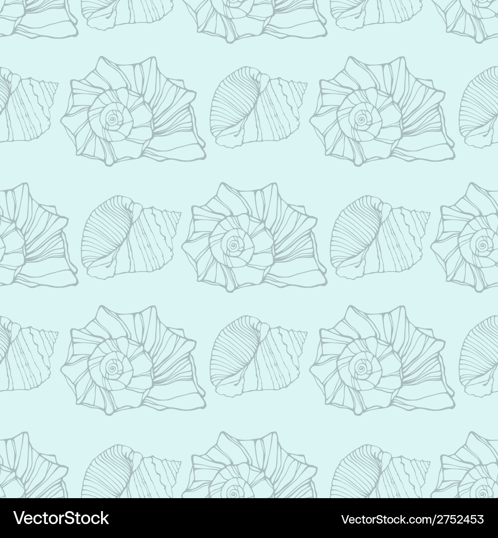Seamless pattern with decorative shells vector image