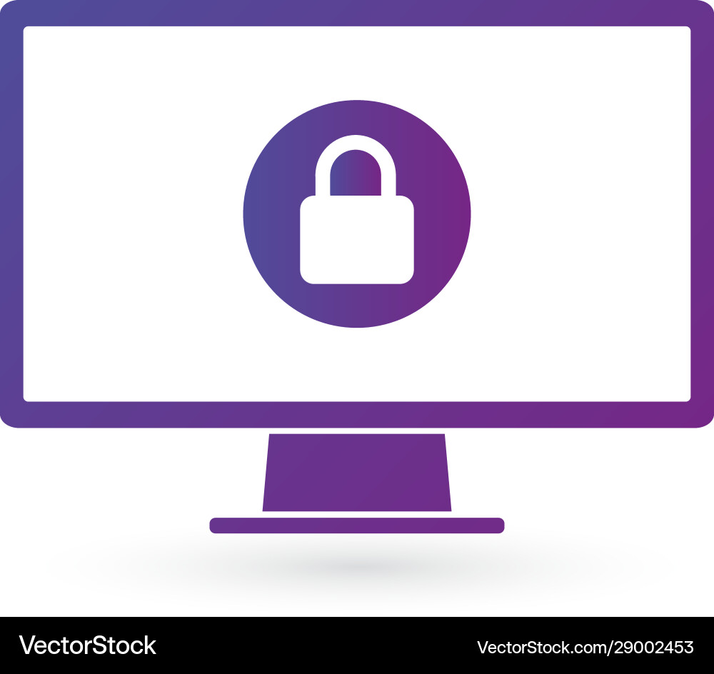 Security computer lock in circle icon password vector image