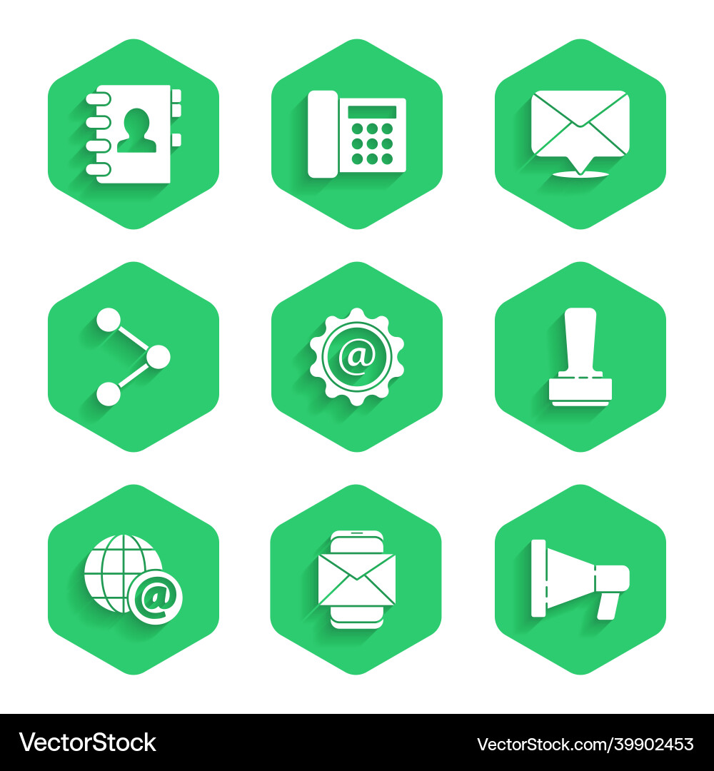 Set mail and e-mail mobile envelope megaphone Vector Image