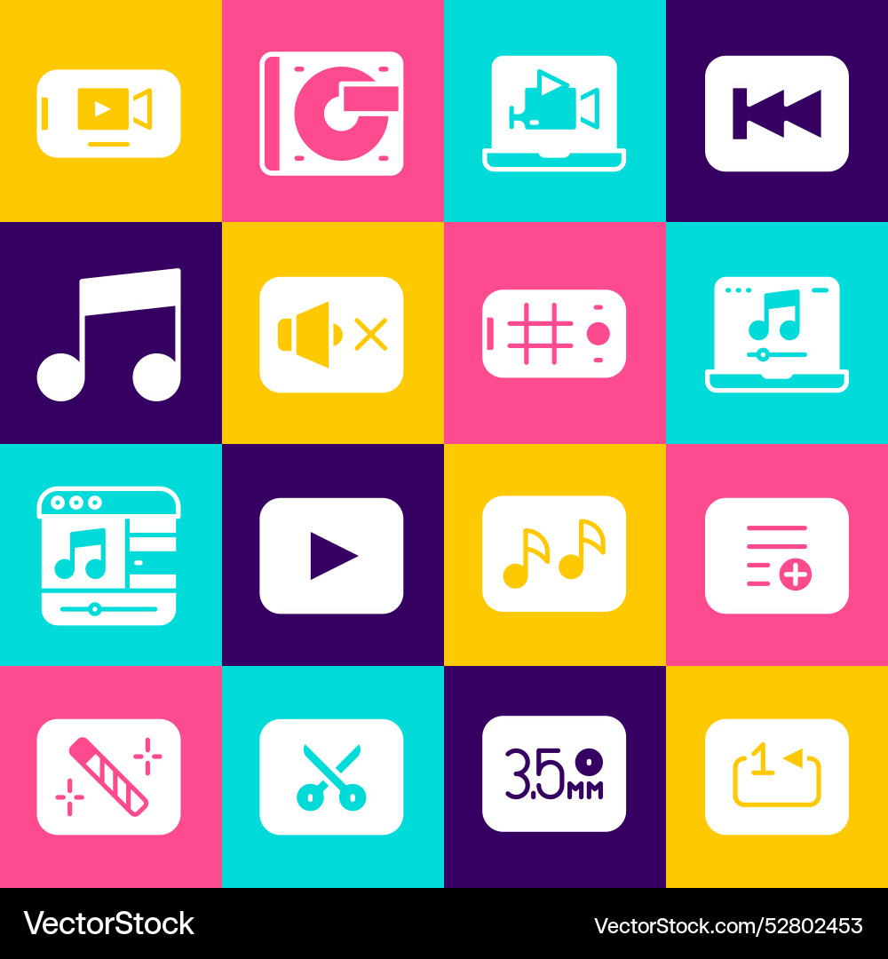 Set repeat track music player add to playlist Set repeat track music player add to playlist Vector Image