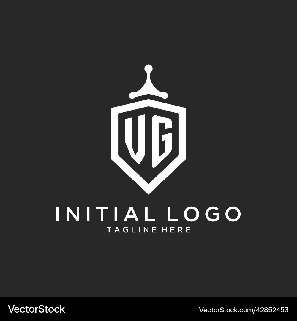 Vg monogram logo initial with shield guard shape Vector Image