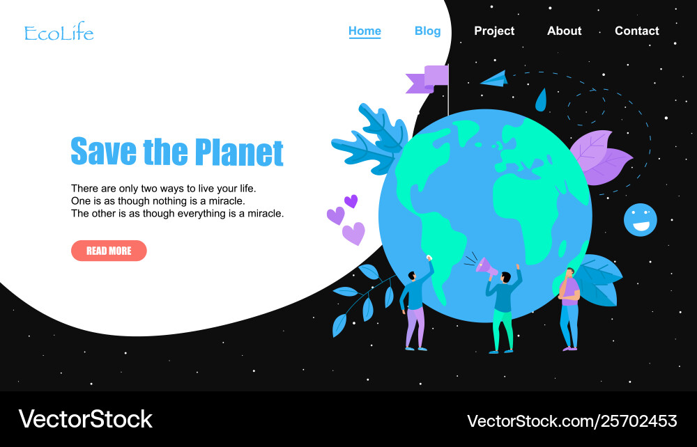 Web template save planet flat vector image