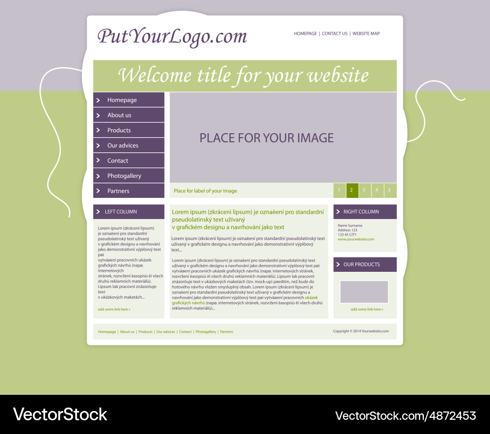 Website template layout with text Vector Image