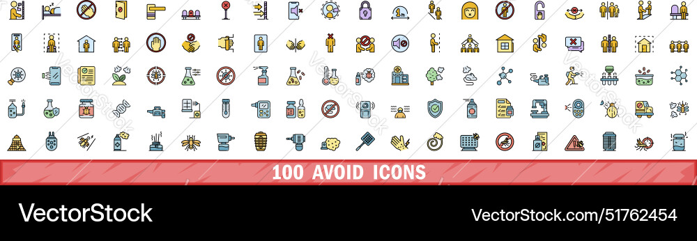 100 avoid icons set color line style 100 avoid icons set color line style Vector Image