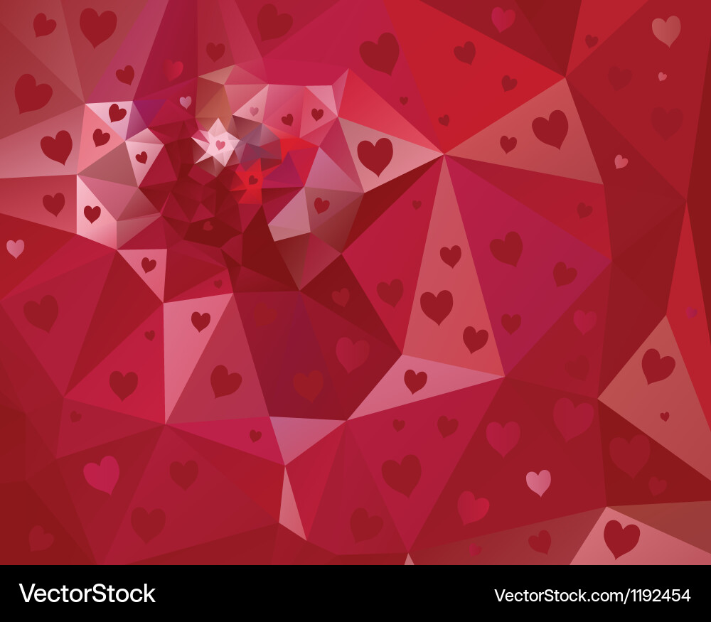 Abstract triangle background with hearts Vector Image