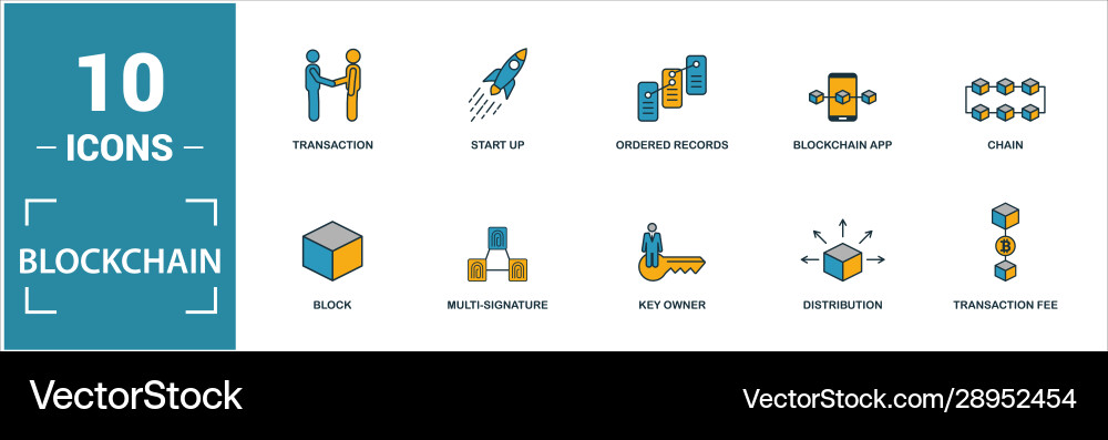 Blockchain icon set include creative elements Blockchain icon set include creative elements vector image