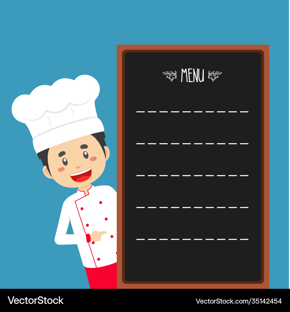 Chef with menu template Vector Image