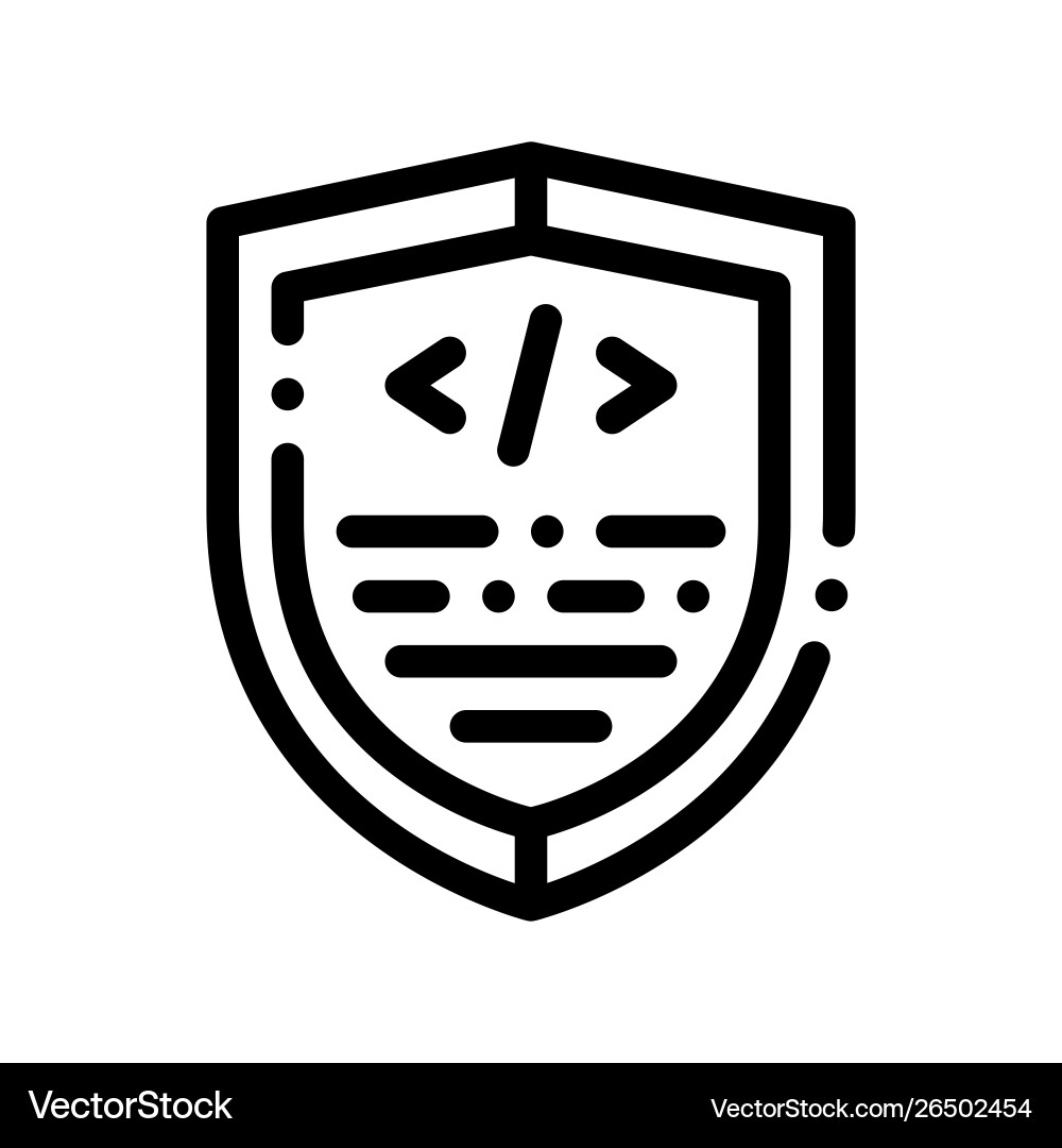 Coding antivirus program thin line icon Coding antivirus program thin line icon vector image