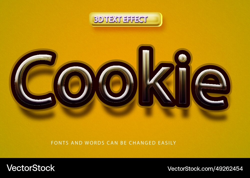 Cookie 3d editable text effect style Cookie 3d editable text effect style vector image