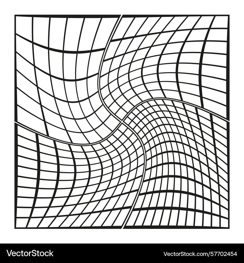 Distorted grid pattern wavy line texture abstract vector image