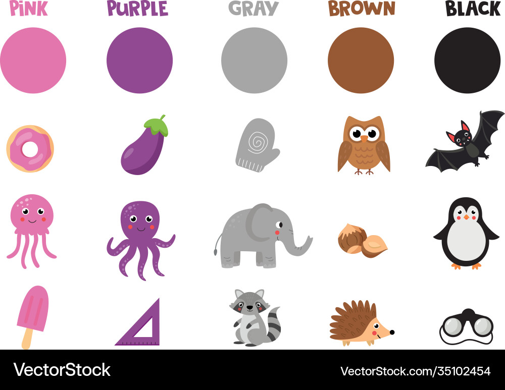 Flashcard with primary colors objects set Flashcard with primary colors objects set vector image
