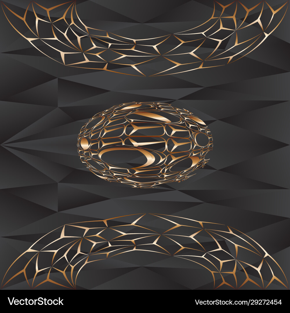 Golden pattern on abstract triangles paint Golden pattern on abstract triangles paint vector image