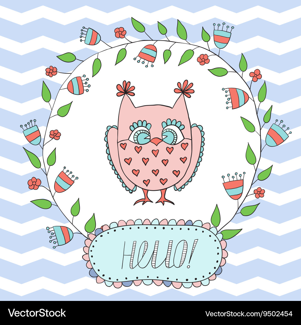 Greeting card invitation in a blue strip Vector Image