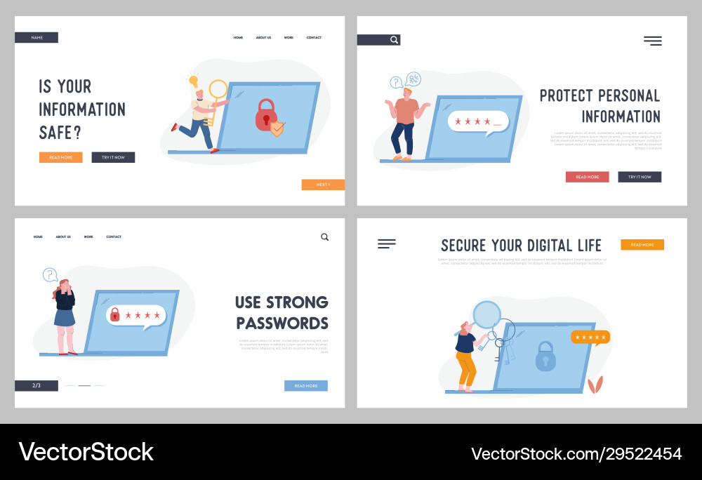 Password and information defend website landing Password and information defend website landing vector image