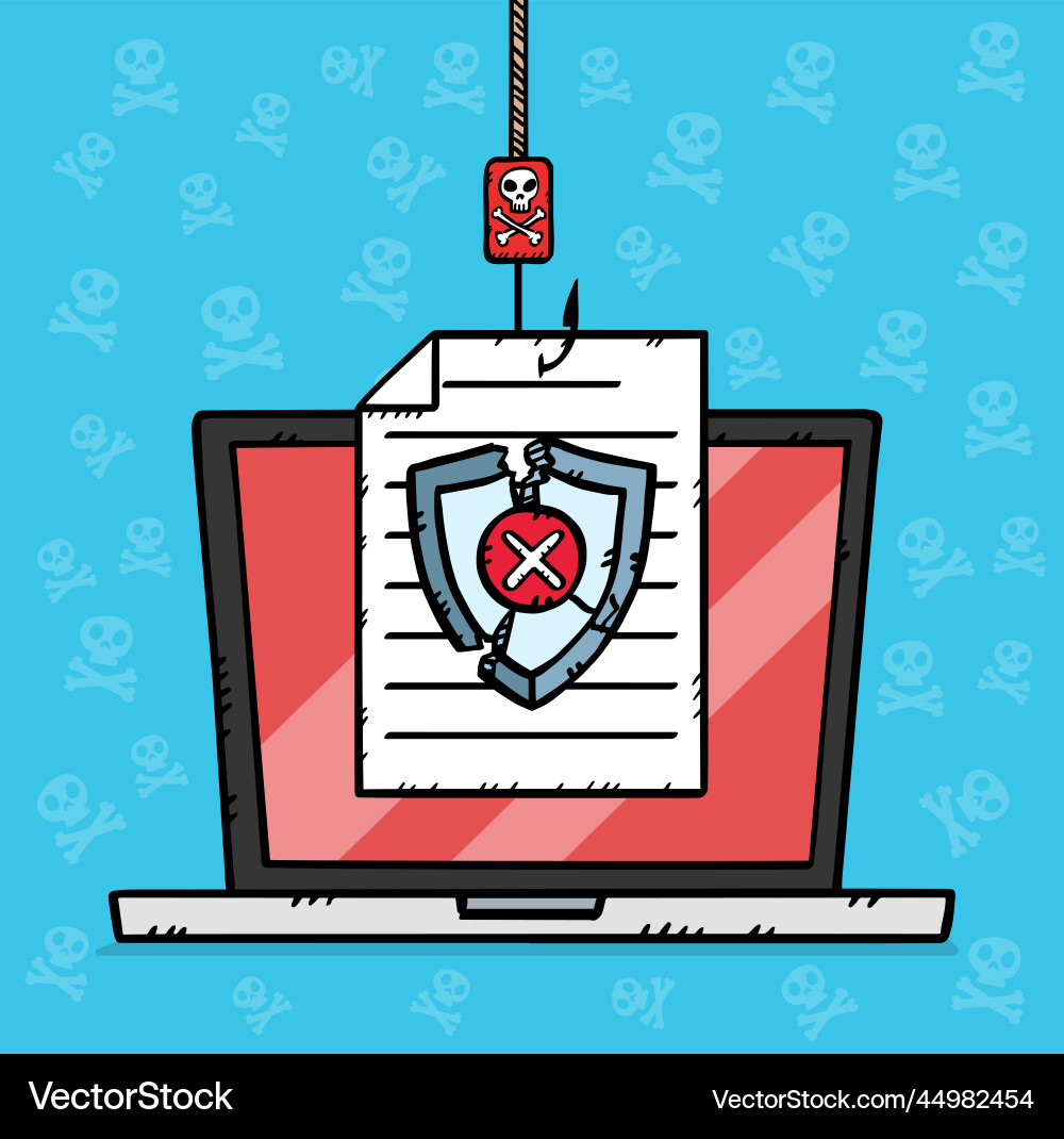 Phishing and hacking attack on document Phishing and hacking attack on document vector image