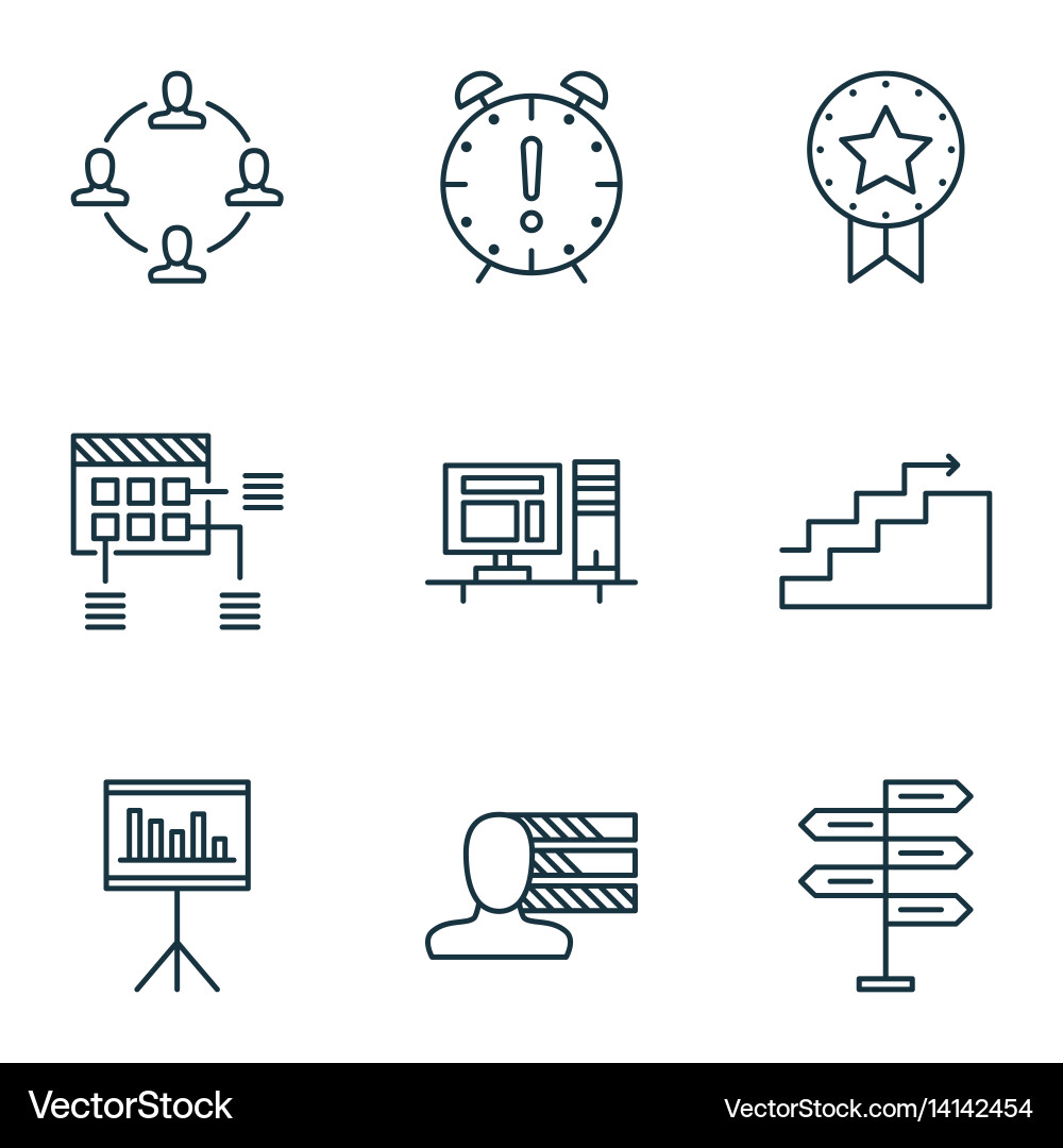 Set of 9 project management icons includes vector image