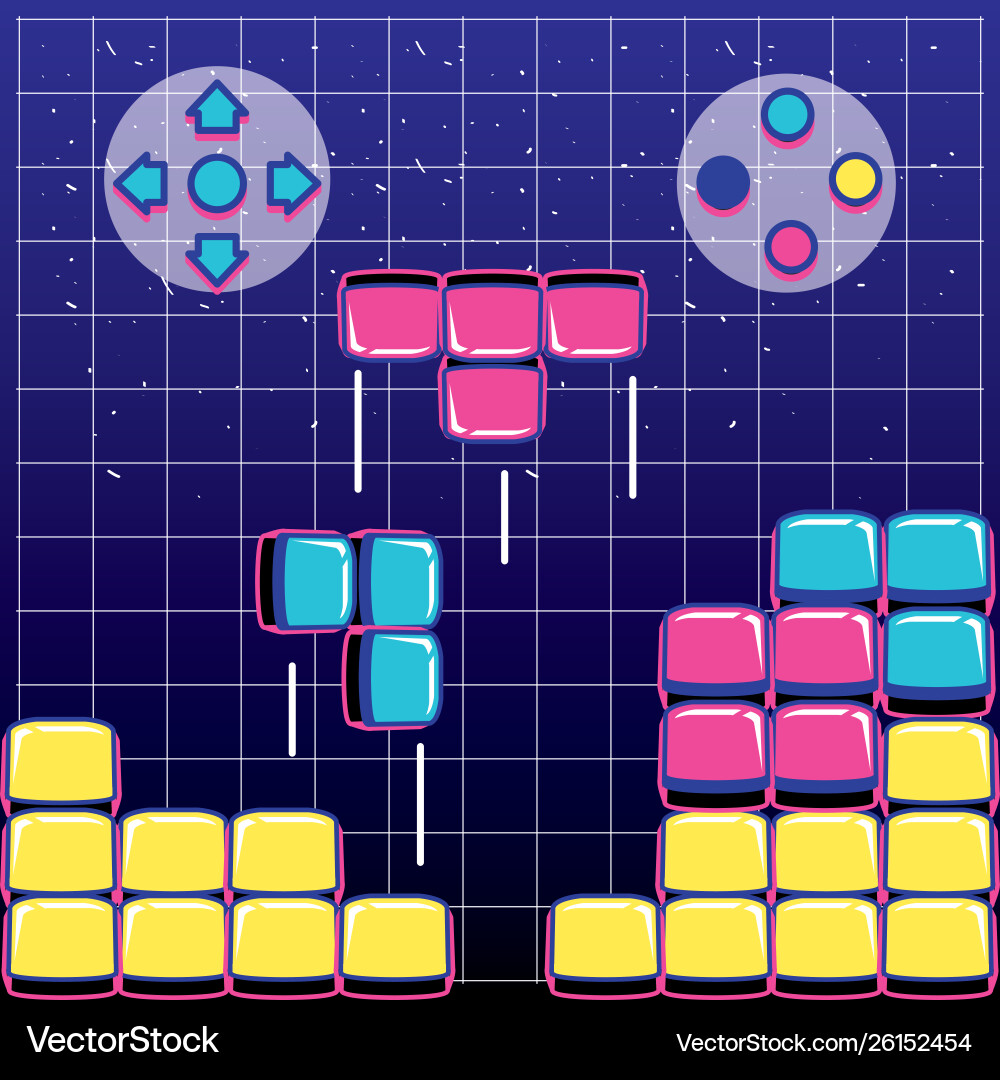 Video game blocks with buttons controls vector image