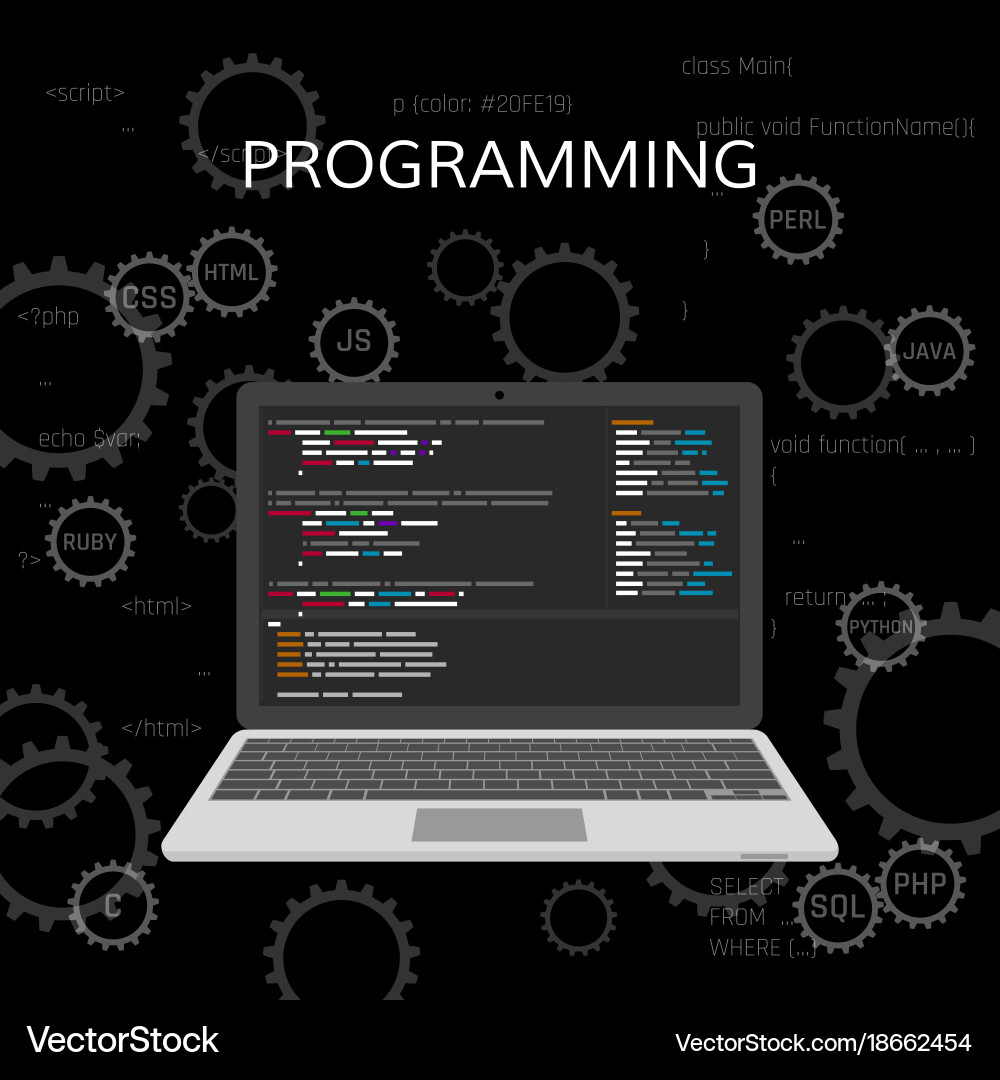 Web-Entwicklung und Coding-Konzepte Vektorbild