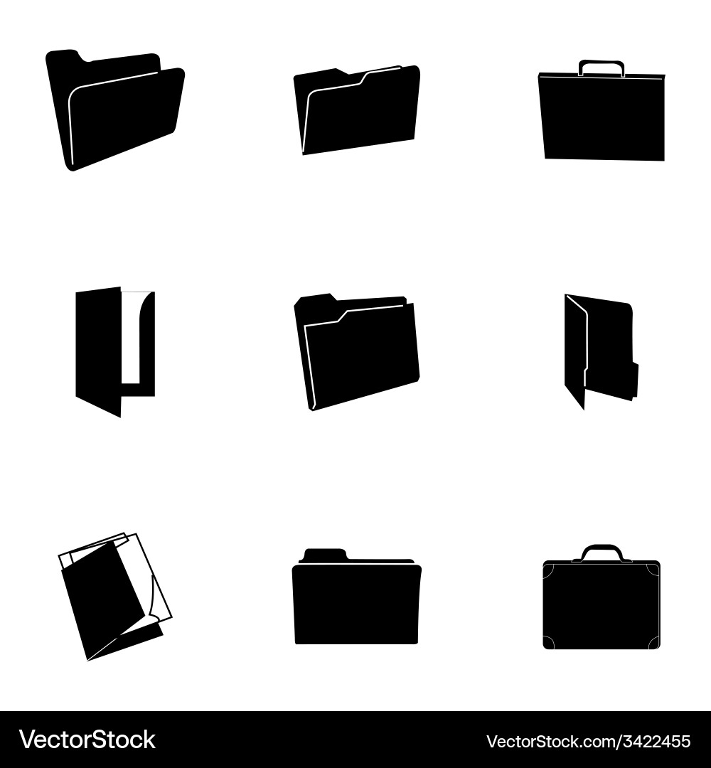 Black folder icons set Royalty Free Vector Image
