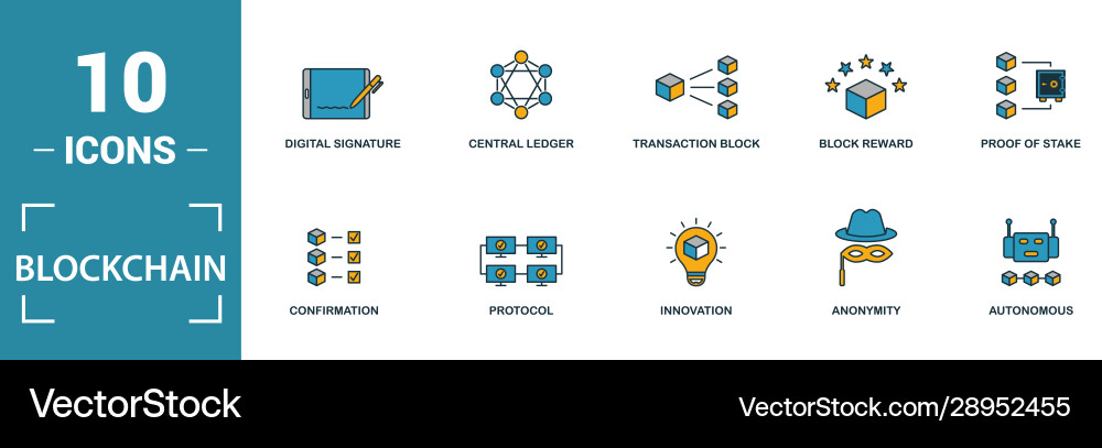 Blockchain icon set include creative elements Blockchain icon set include creative elements vector image
