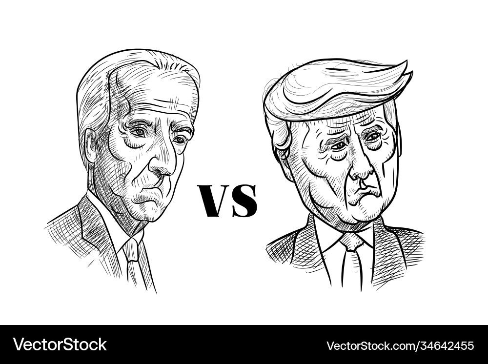 Caricature drawing portrait donald trump Caricature drawing portrait donald trump vector image