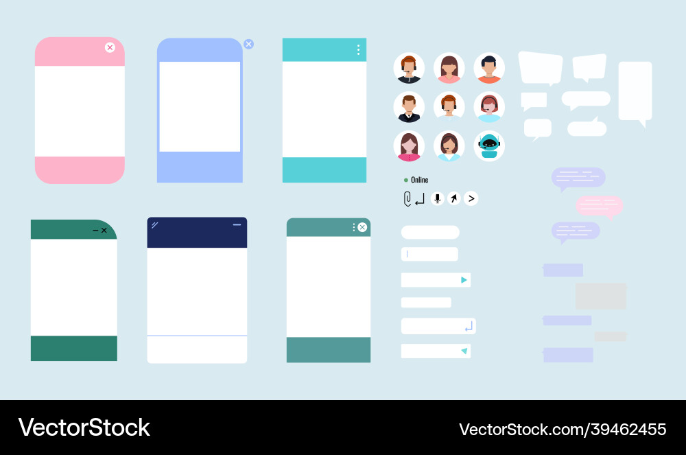 Chat bot dialoge windows creator pack Chat bot dialoge windows creator pack vector image