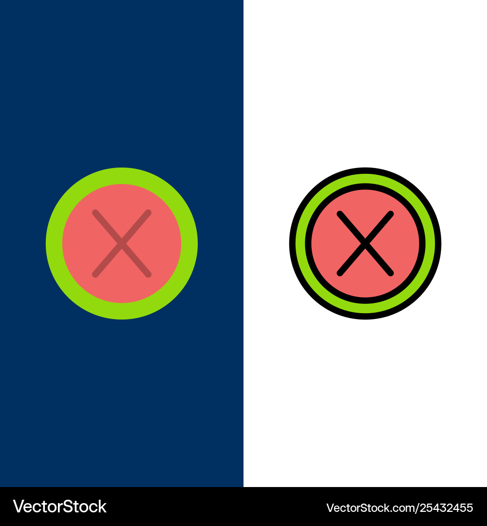 Close cross interface no user icons flat and line Close cross interface no user icons flat and line vector image