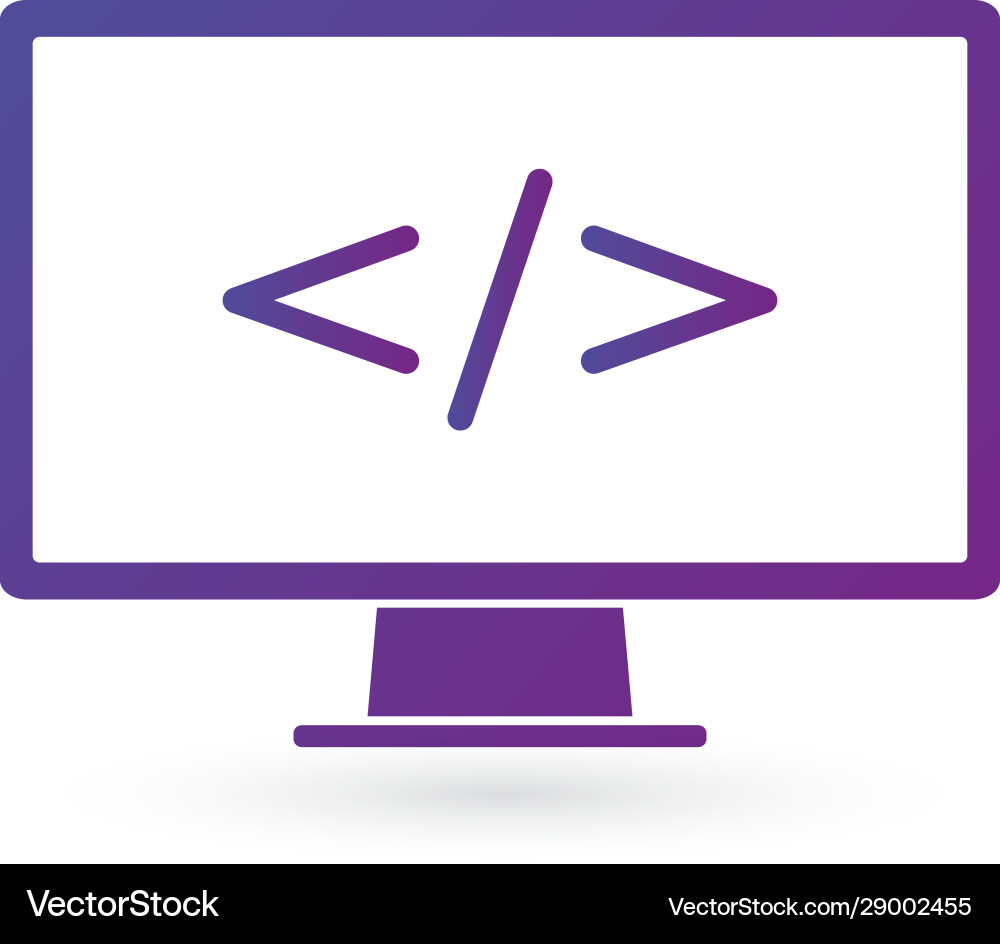 Coding icon in computer isolated on white Vector Image