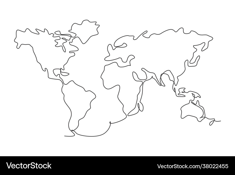 Continuous World Map Line Drawing vector image