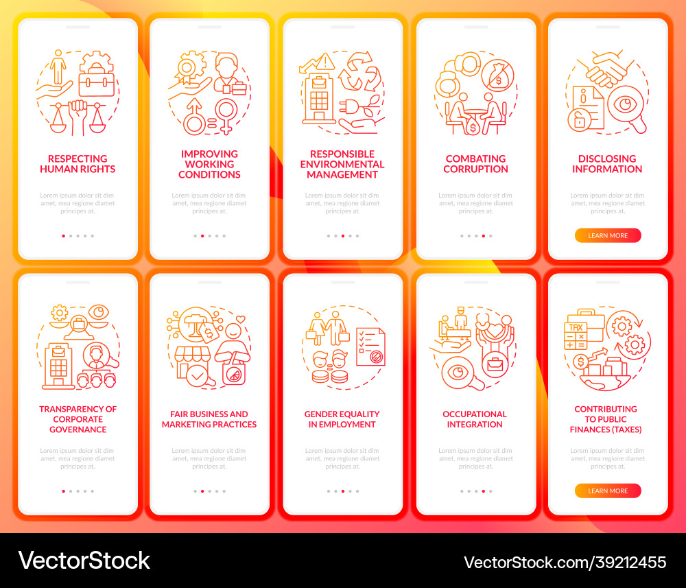Csr related red gradient onboarding mobile app Csr related red gradient onboarding mobile app vector image