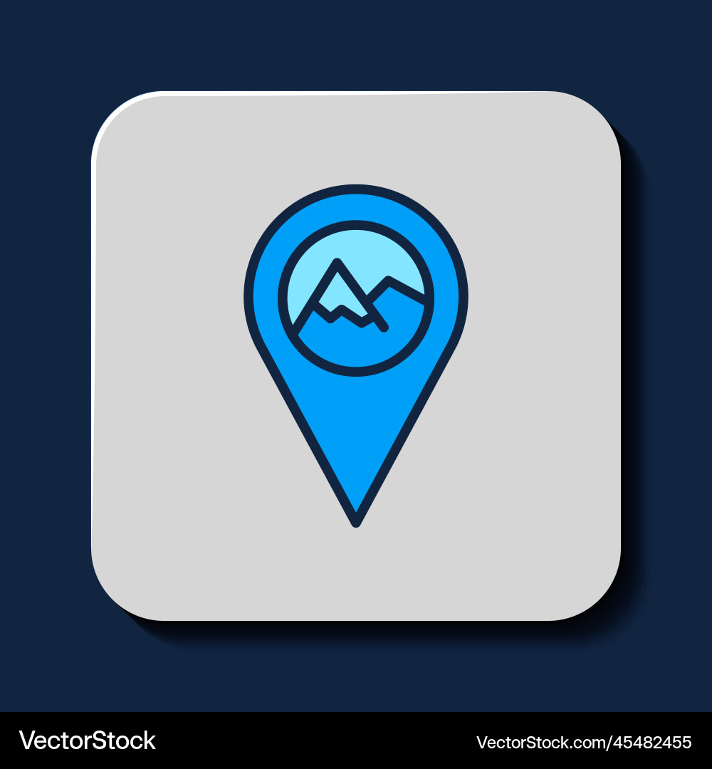 Filled outline map pointer with mountain icon Filled outline map pointer with mountain icon vector image