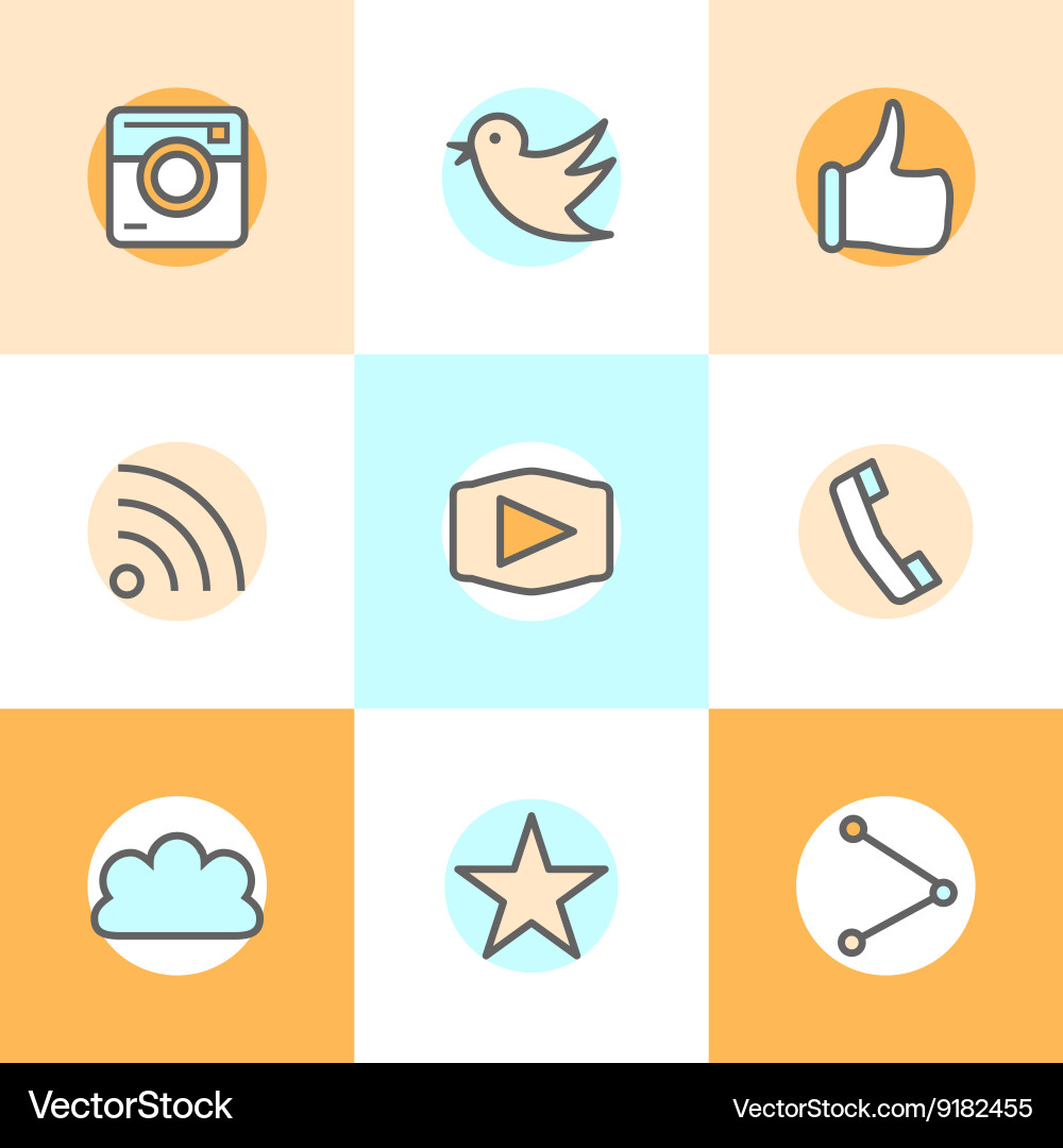 Flat line set icons designs of camera like bird Vector Image