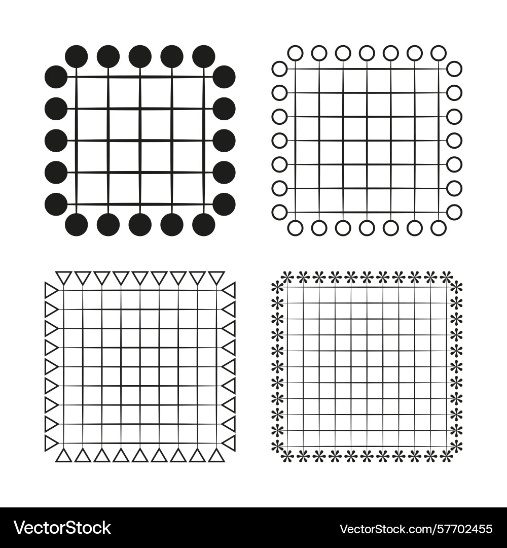Game board grids various border styles square Vector Image