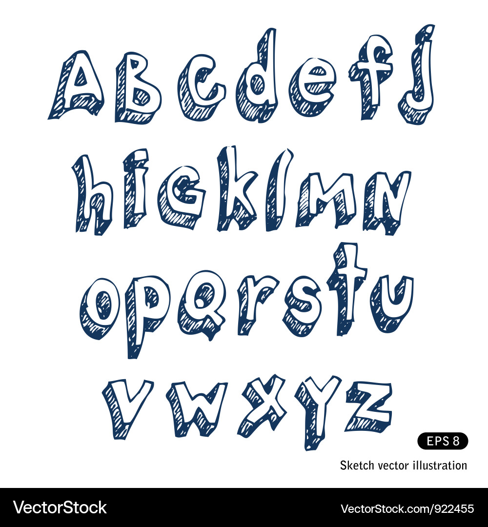 Hand Drawn Alphabet Letter Set Vector Image