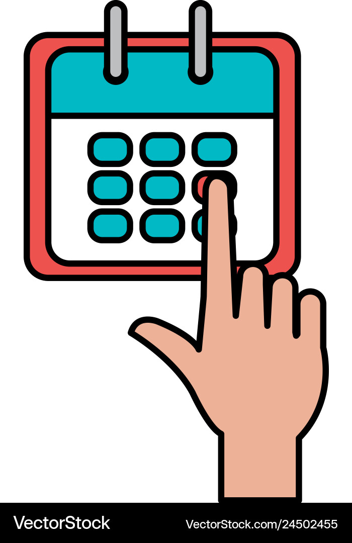 Hand index with calendar reminder Hand index with calendar reminder vector image