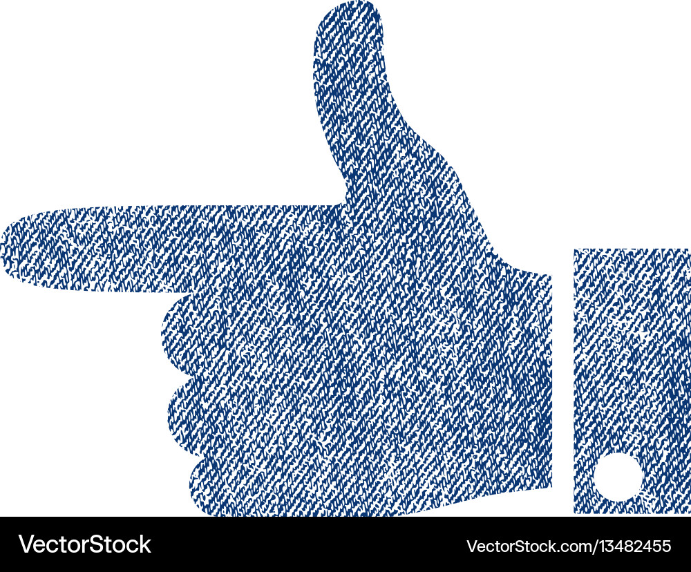 Hand pointer left fabric textured icon Hand pointer left fabric textured icon vector image
