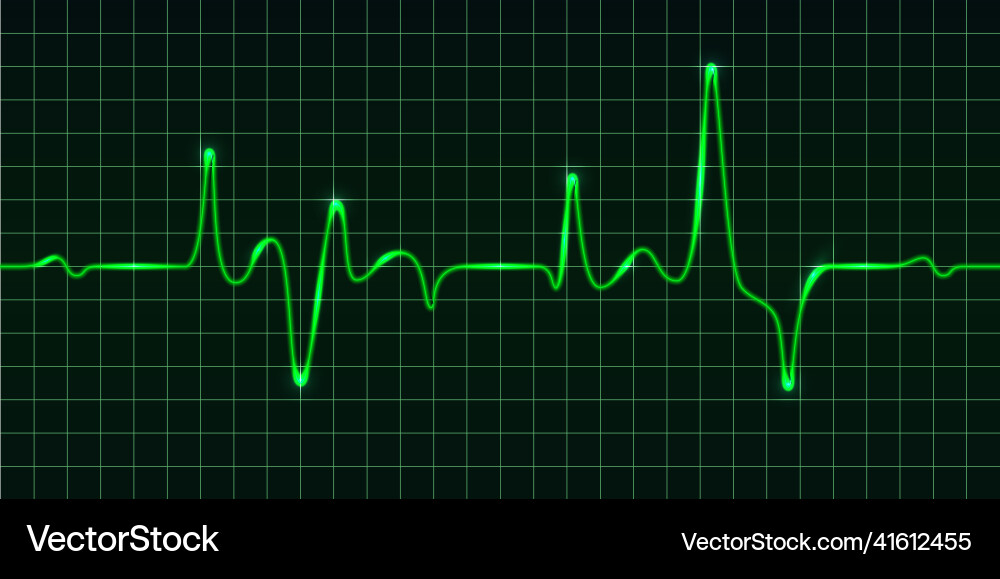 Heart beat pulse monitor green electric wave Heart beat pulse monitor green electric wave vector image