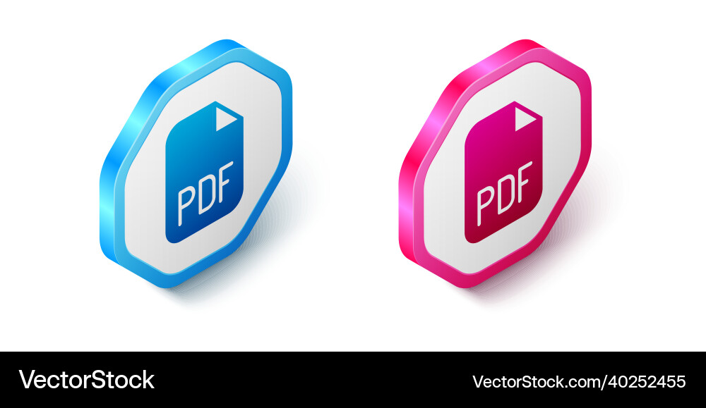 Isometric pdf file document download button vector image
