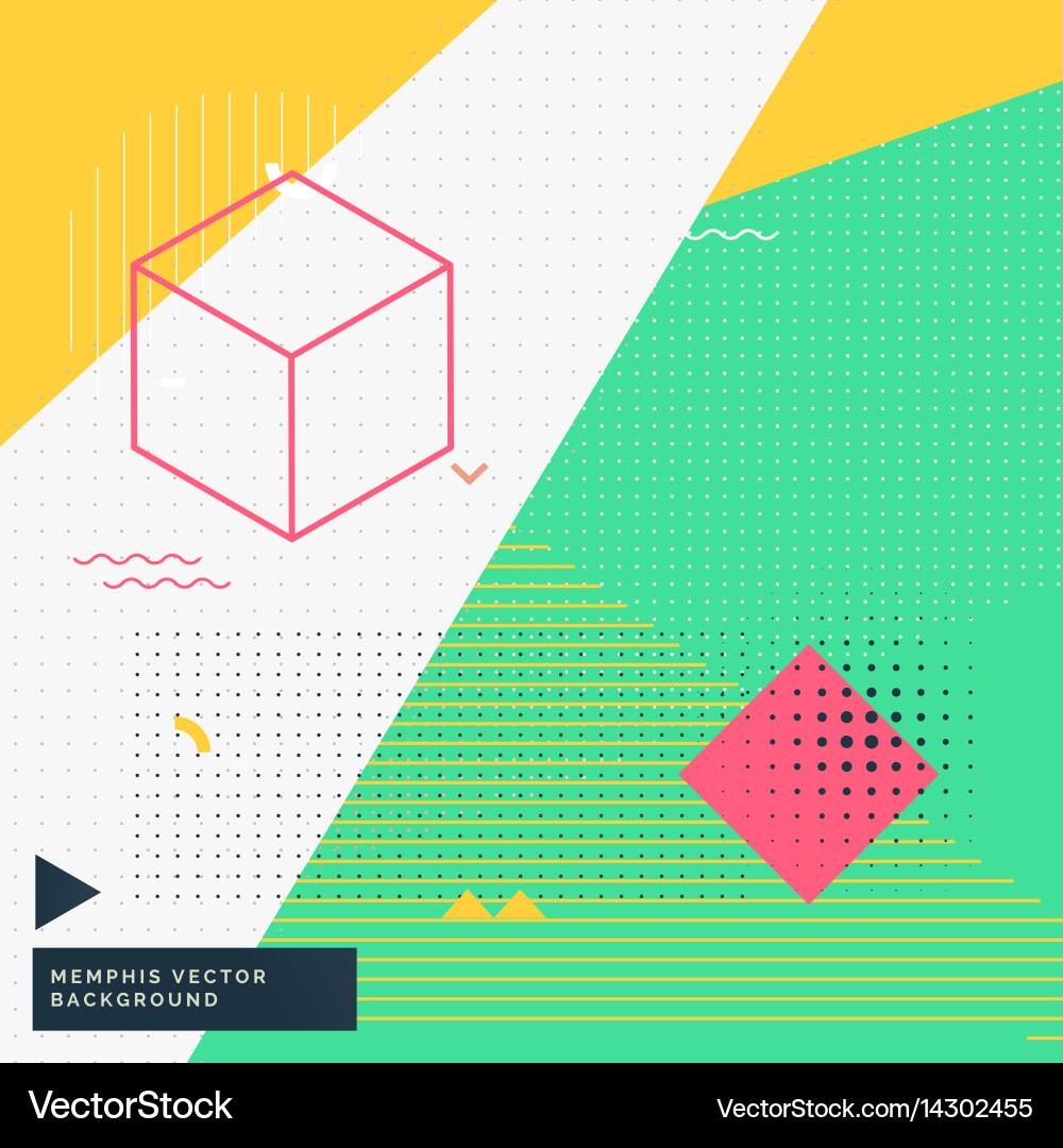 Memphis style background with abstract vector image
