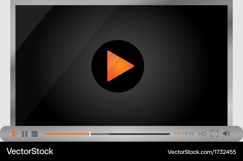 Minimalist Web Video Player Interface vector image