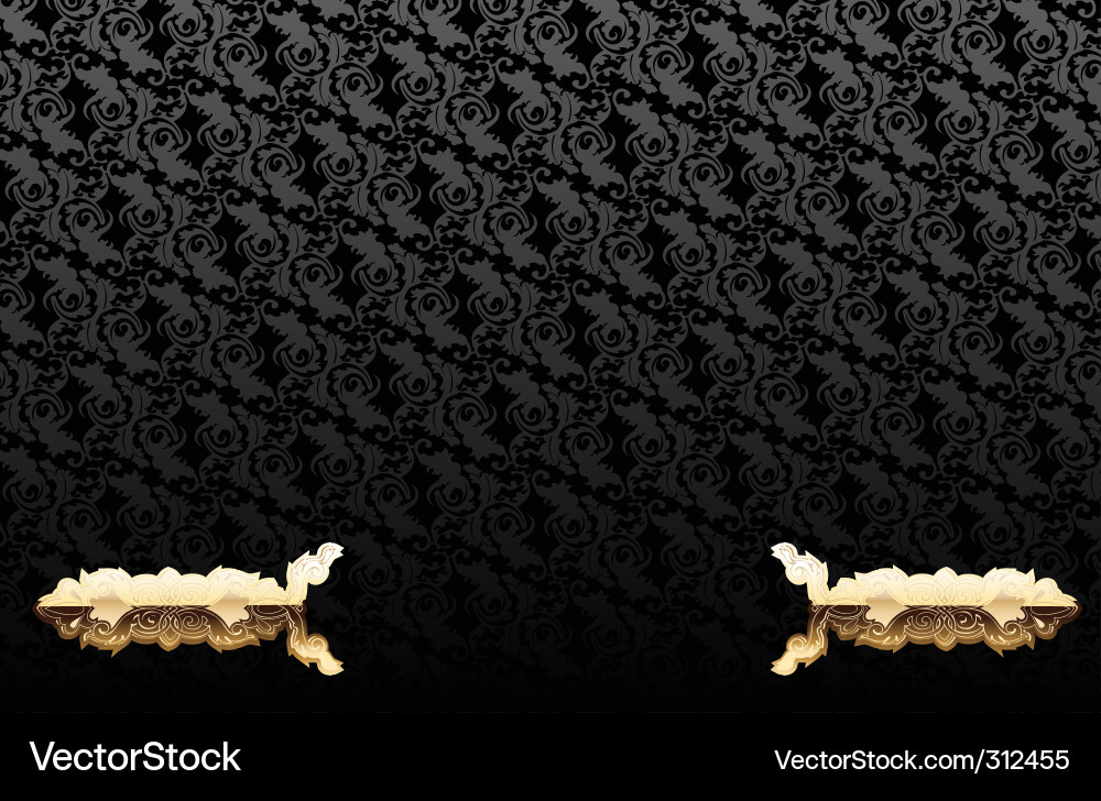 Ornate Black and Gold Wallpaper Vector Image